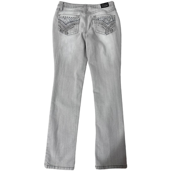 Earl Jean Light Gray Embellished Pocket Straight Leg Jeans Size 2P - Picture 2 of 5